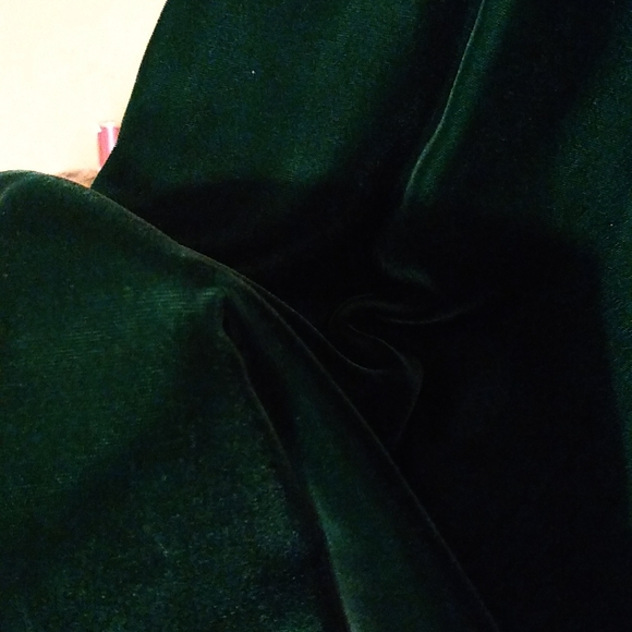 Emerald green long velvet dress, gown. Vintage, handmade - Picture 6 of 15